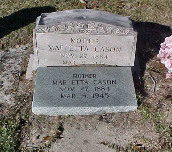 Mae Etta Cason Gravestone Photo