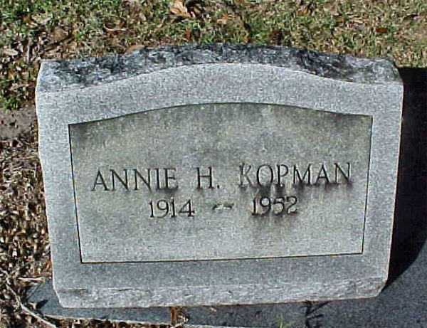 Annie H. Kopman Gravestone Photo
