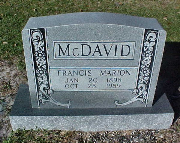 Francis Marion McDavid Gravestone Photo