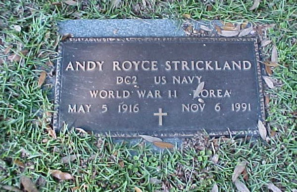 Andy Royce Strickland Gravestone Photo