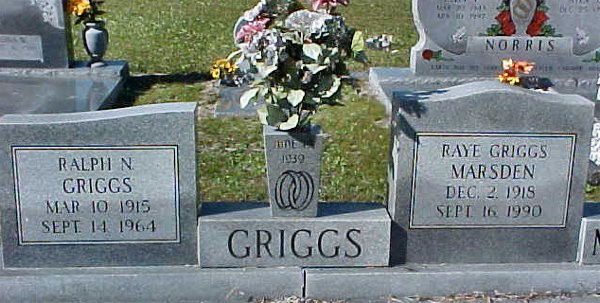Ralph N. & Raye Griggs Marsden Griggs Gravestone Photo