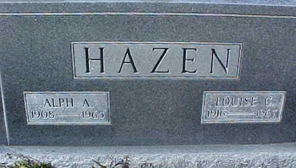 Alph A. & Louise C. Hazen Gravestone Photo