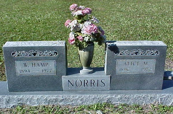 W. Hamp & Alice M. Norris Gravestone Photo