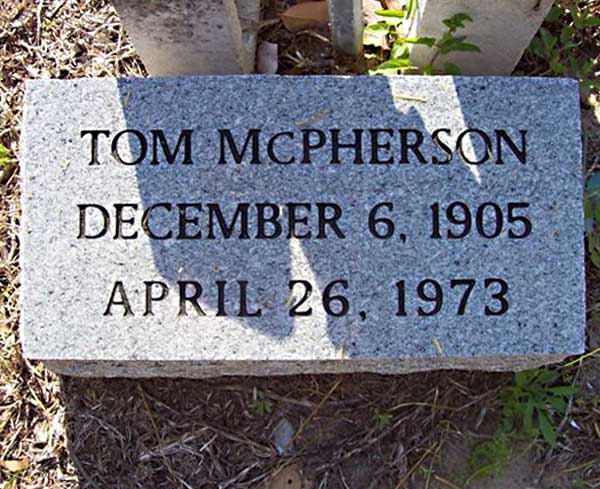 Tom McPherson Gravestone Photo
