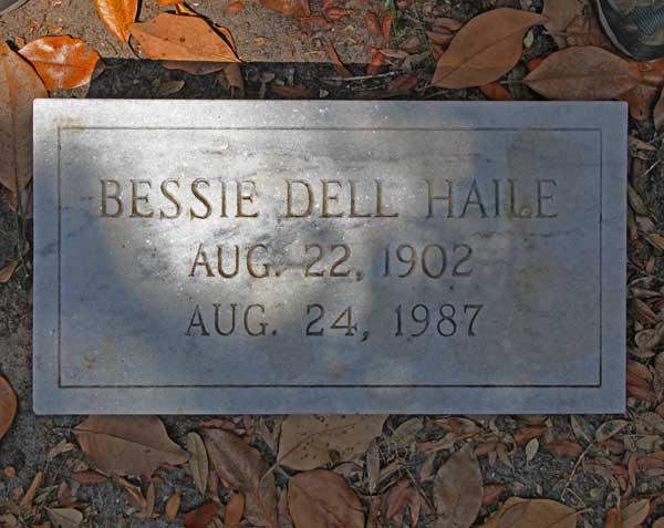 Bessie Dell Haile Gravestone Photo