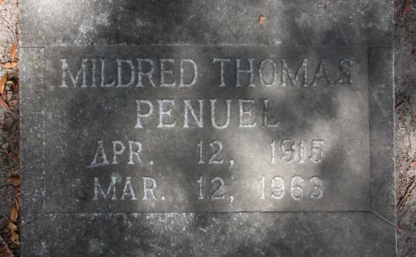 Mildred Thomas Penuel Gravestone Photo