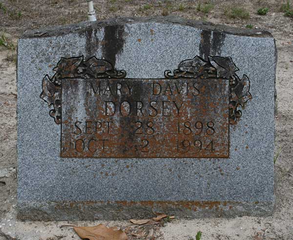 Mary Davis Dorsey Gravestone Photo