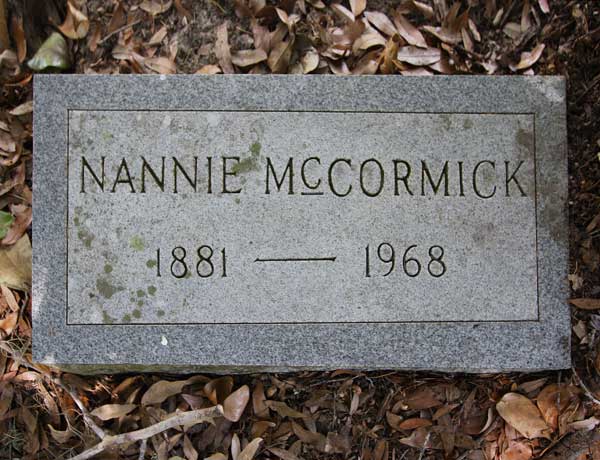 Nannie McCormick Gravestone Photo