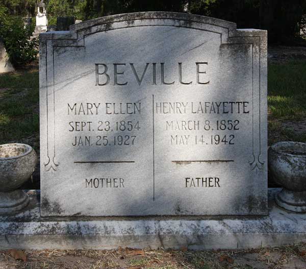 Mary Ellen & Henry Lafayette Beville Gravestone Photo