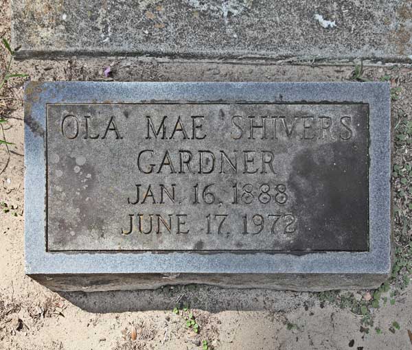 Ola Mae Shivers Gardner Gravestone Photo