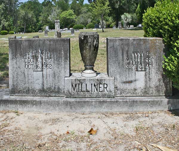 William F. & Anna E. Milliner Gravestone Photo