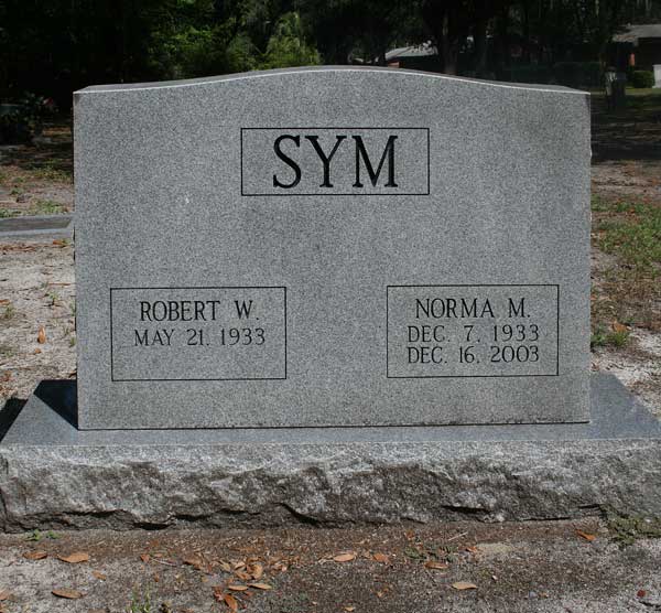 Robert W. & Norma M. Sym Gravestone Photo
