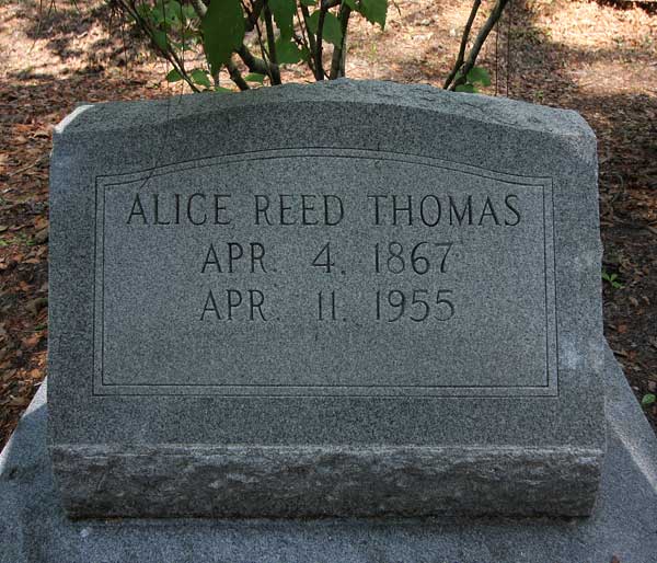 Alice Reed Thomas Gravestone Photo