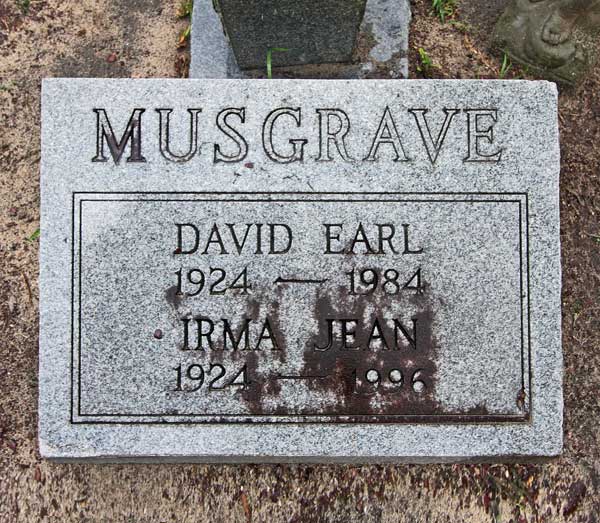 David Earl & Irma Jean Musgrave Gravestone Photo
