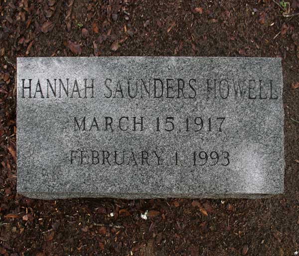 Hannah Saunders Howell Gravestone Photo