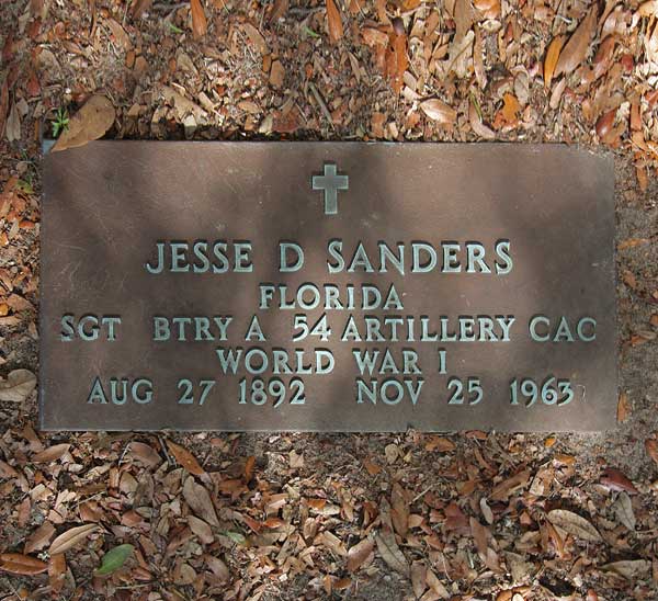 Jesse D. Sanders Gravestone Photo