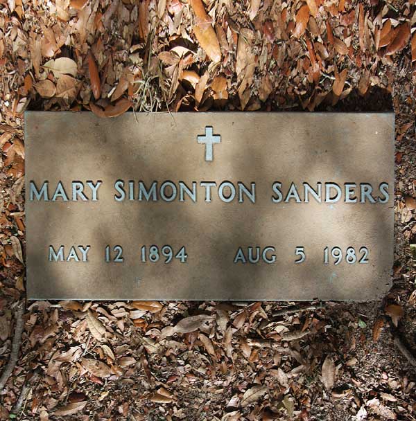 Mary Simonton Sanders Gravestone Photo