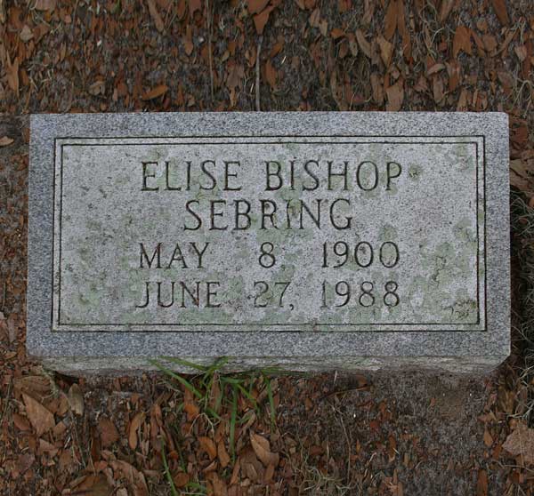 Elise Bishop Sebring Gravestone Photo