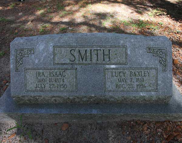 Ira Isaac & Lucy Baxley Smith Gravestone Photo