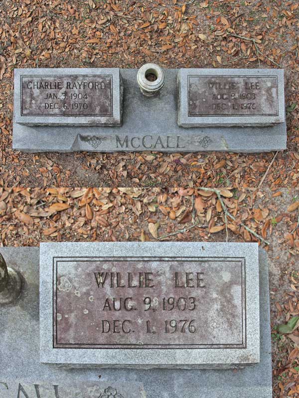 Willie Lee McCall Gravestone Photo