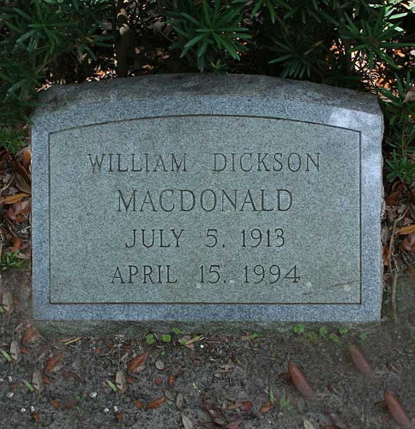 William Dickson MacDonald Gravestone Photo