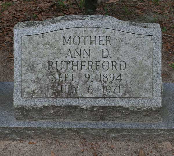 Ann D. Rutherford Gravestone Photo