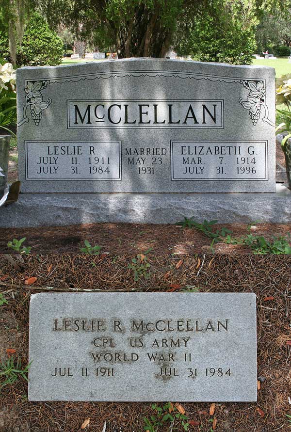 Leslie R. & Elizabeth G. McClellan Gravestone Photo