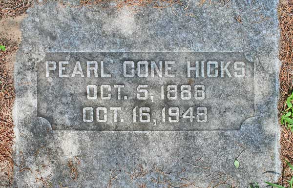 Pearl Cone Hicks Gravestone Photo