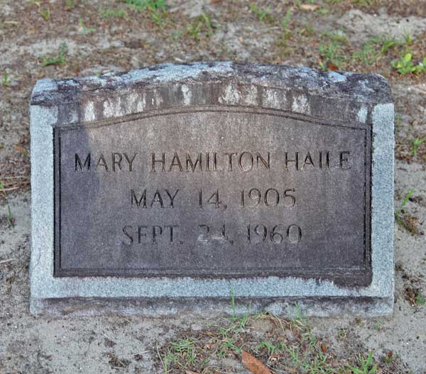 Mary Hamilton Haile Gravestone Photo