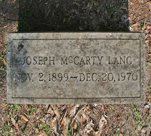 Joseph McCarty Lang Gravestone Photo