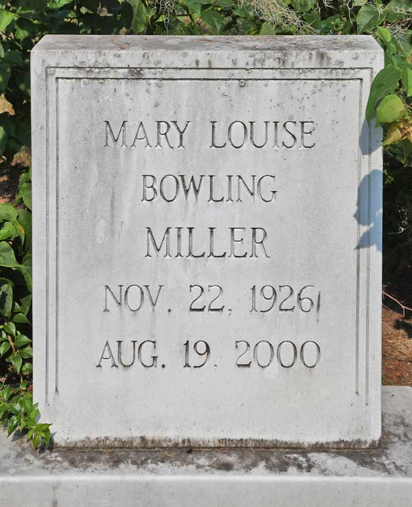 Mary Louise Bowling Miller Gravestone Photo