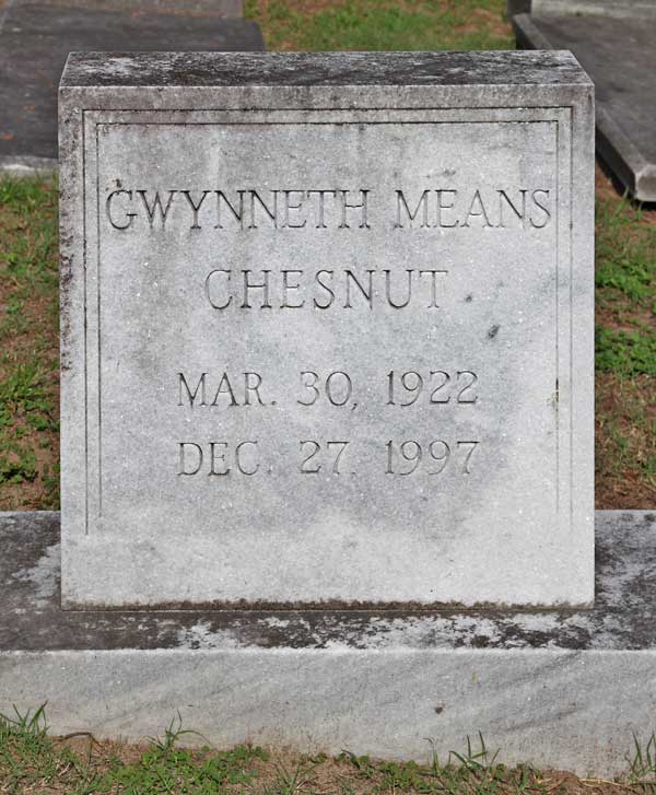 Gwynneth Means Chesnut Gravestone Photo