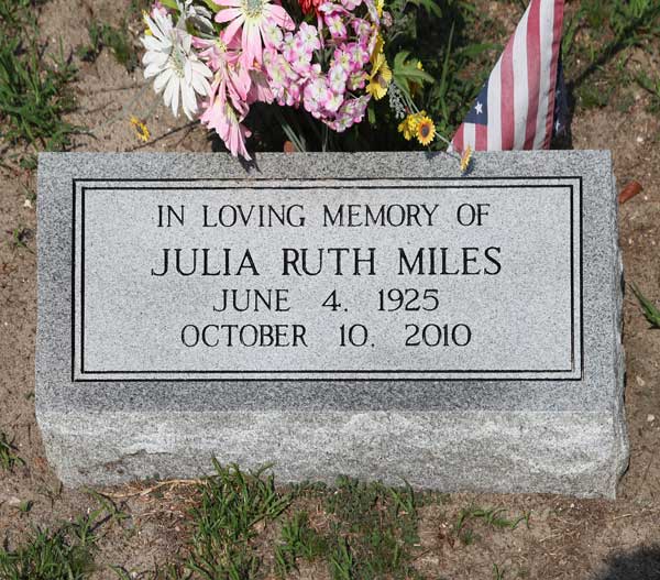 Julia Ruth Miles Gravestone Photo