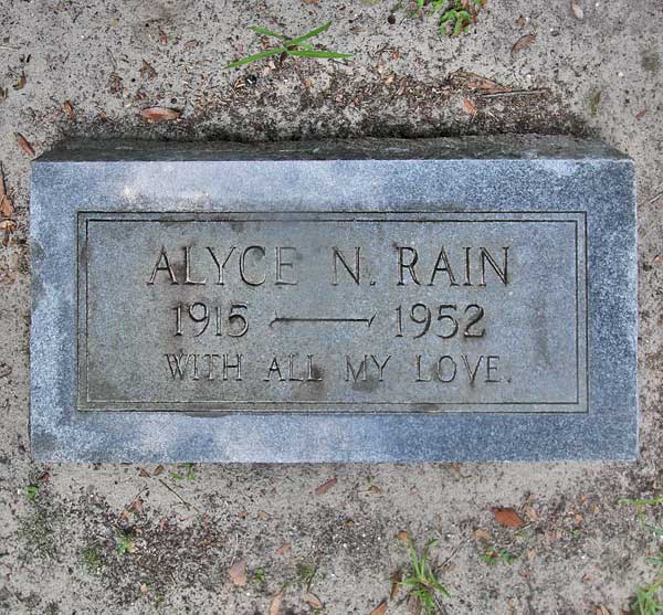 Alyce N. Rain Gravestone Photo