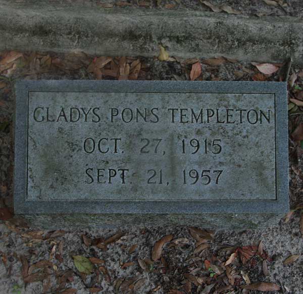 Gladys Pons Templeton Gravestone Photo