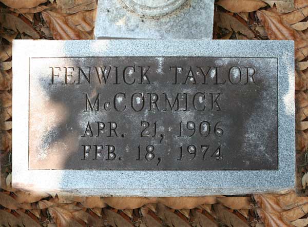 Fenwick Taylor McCormick Gravestone Photo