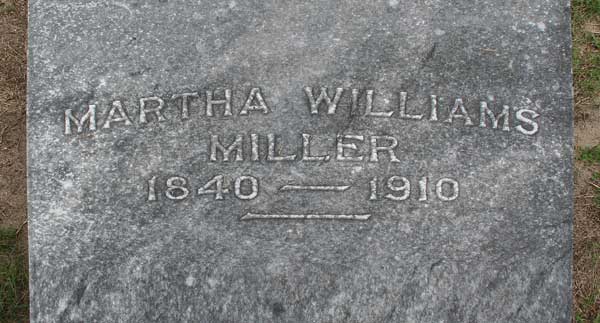 Martha Williams Miller Gravestone Photo