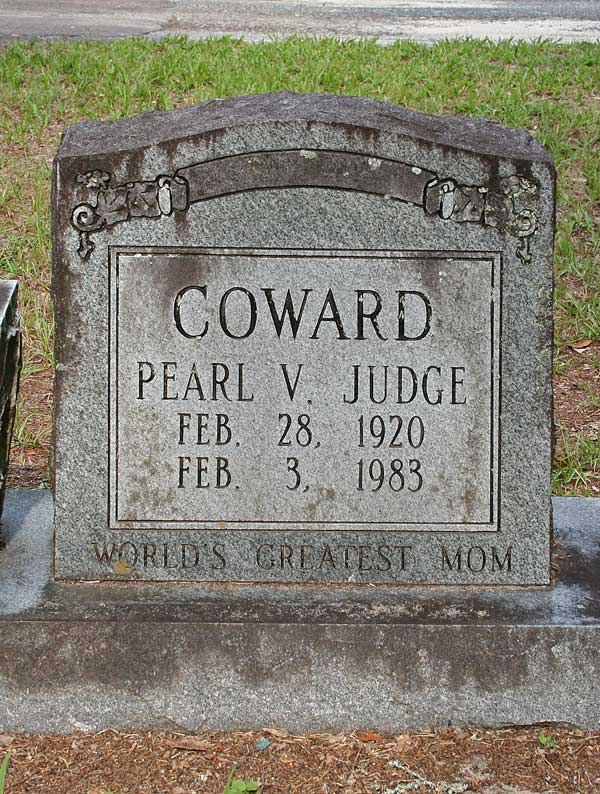 Pearl V. Judge Coward Gravestone Photo