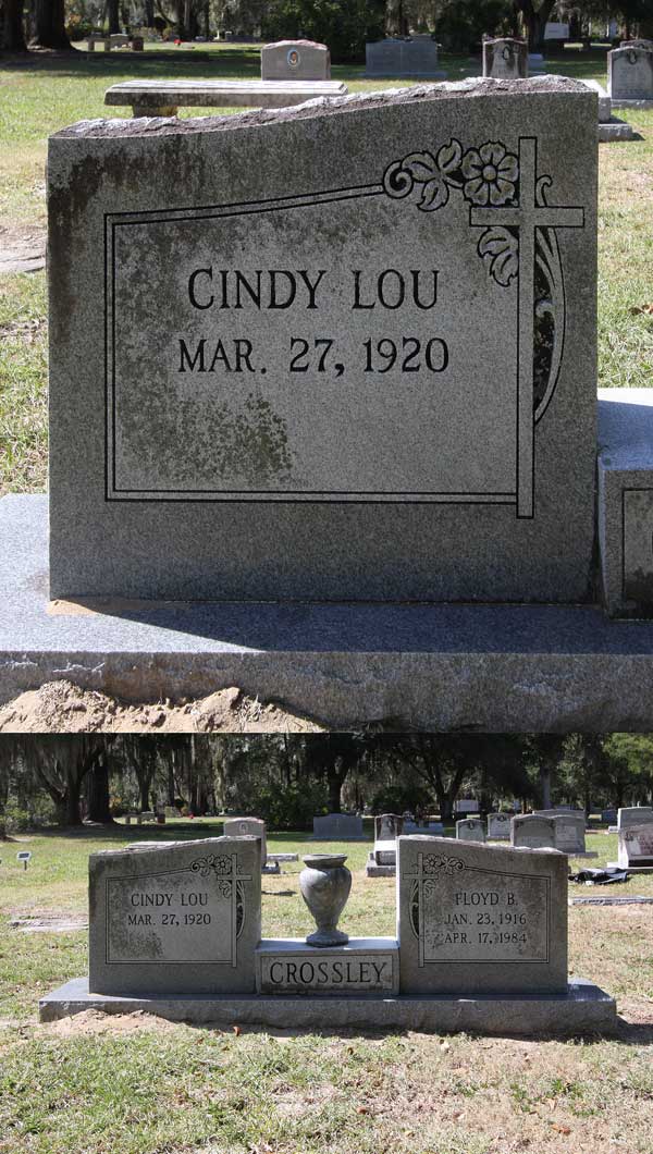 Cindy Lou Crossley Gravestone Photo