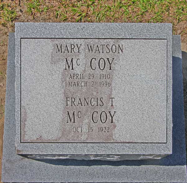 Mary Watson & Francis T. McCoy Gravestone Photo