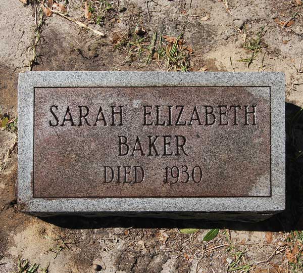 Sarah Elizabeth Baker Gravestone Photo