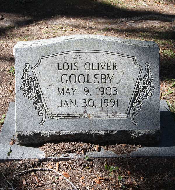 Lois Oliver Goolsby Gravestone Photo
