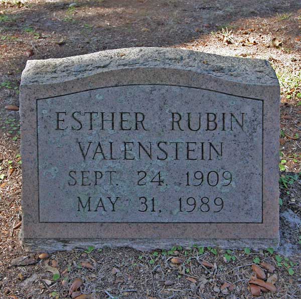 Esther Rubin Valenstein Gravestone Photo