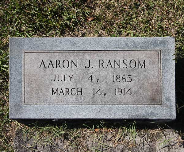 Aaron J. Ransom Gravestone Photo