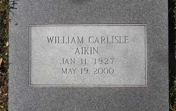 William Carlisle Aikin Gravestone Photo