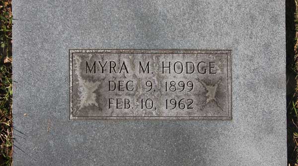 Myra M Hodge Gravestone Photo