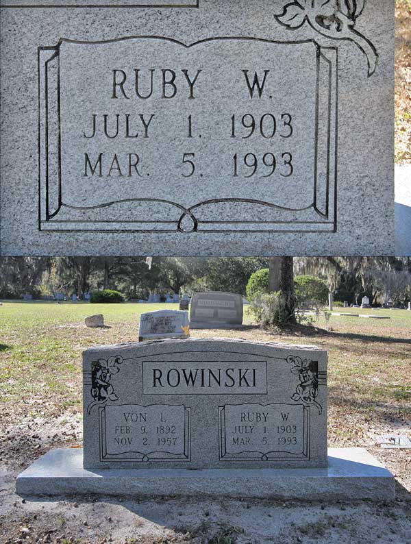 Ruby W. Rowinski Gravestone Photo