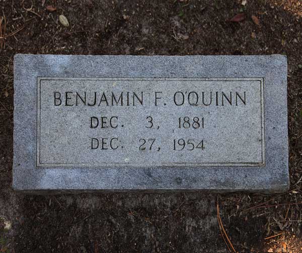 Benjamin F. O'Quinn Gravestone Photo