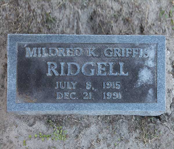 Mildred K. Griffis Ridgell Gravestone Photo