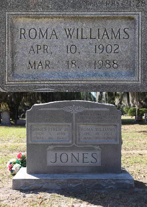 Roma Williams Jones Gravestone Photo